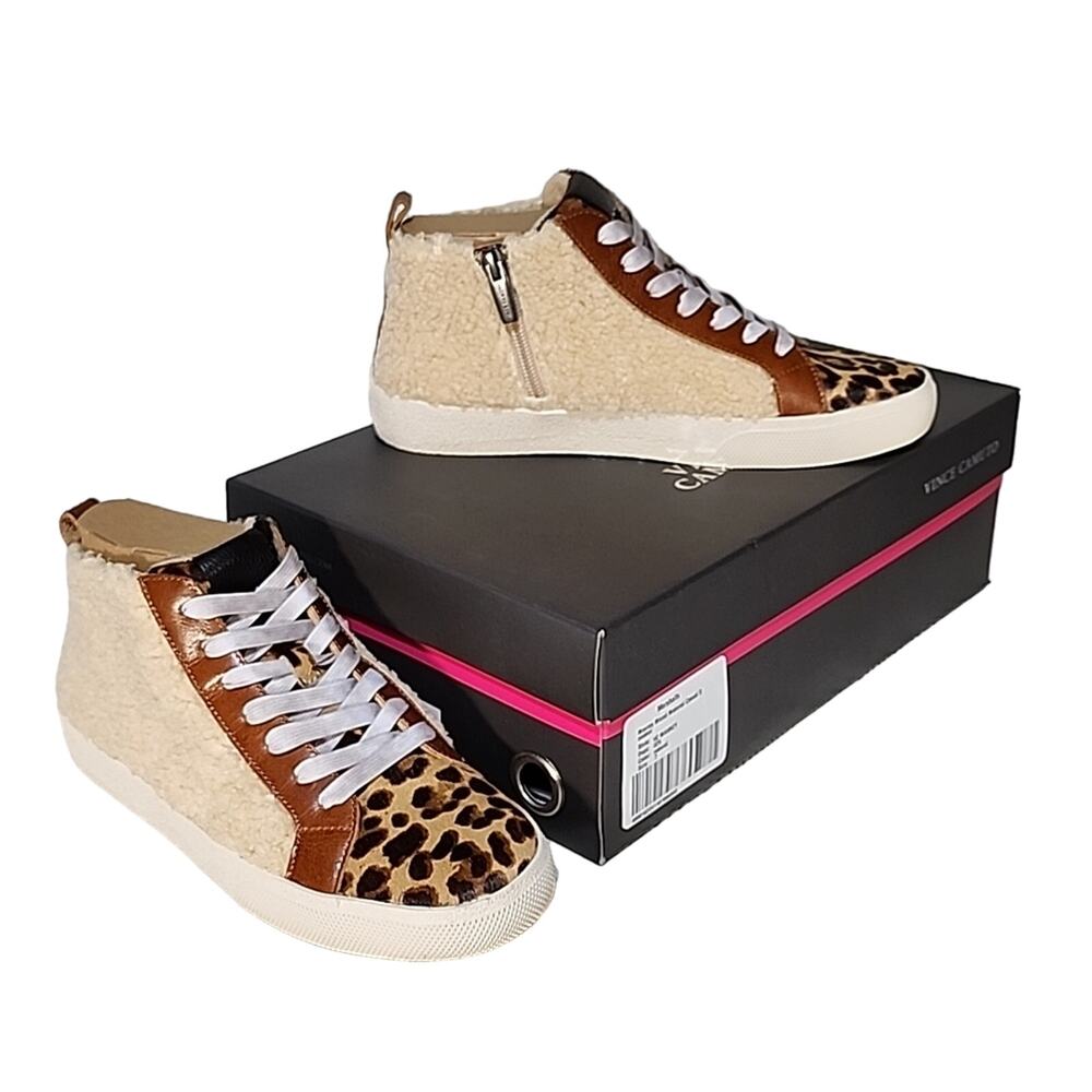 Vince Camuto Mavrey High Top Animal Print Sneakers Womens 7 NEW